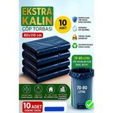 Genel Markalar Extra Kalın Çöp Torbası 80x110cm Siyah Ev Taşınma Çöp Poşeti Extra Kalın Dayanıklı Poşet