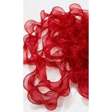 Genel Markalar Fırfırlı Tül Organze Kurdele 2 Mt (7cm x 2mt), Çiçek Malzemesi, Gelin Buketi, Bohça Misinalı Fırfır Kırmızı