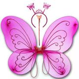 Genel Markalar Fuşya Renk Kelebek Kanadı Tacı ve Sopası 50x37 cm (4745)