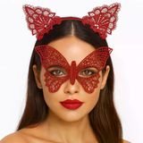 Genel Markalar Gösterişli Kırmızı Dantel Maske ve Taç Seti 7 No – Masquerade ve Davetler için (4745)