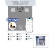Genel Markalar GRİ YAĞ ÖLÇER AKILLI BLUETOOTH CAM BASKÜL PİLLİ 180KG/50GR 26X26CM 8-KİŞİ HAFIZA LCD EKRAN ℃ GÖSTERGE SBS-4473 (4745)