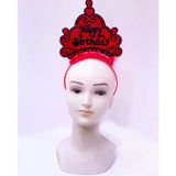 Genel Markalar Happy Birthday Neon Kırmızı Renk Doğum Günü Tacı 24x15 cm (4745)