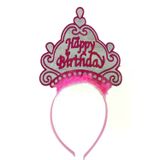 Genel Markalar Happy Birthday Neon Pembe Renk Doğum Günü Tacı 24x15 cm