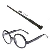 Genel Markalar Harry Potter Asası 30 cm ve Siyah Çerçeveli Harry Potter Gözlüğü Seti