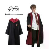 Genel Markalar Harry Potter Gryffindor Kapişonlu Çocuk Kostüm + Asa + Gözlük Seti 11-12 Yaş