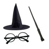 Genel Markalar Harry Potter Siyah Şapkası Harry Potter Gözlüğü Harry Potter Asası 3 lü Set