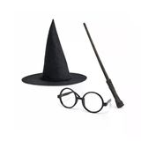 Genel Markalar Harry Potter Tarzı Çocuk Seti - Siyah Keçe Şapka, Asa, Gözlük