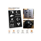 Genel Markalar Hint kınası şablonu, Türk ve Göktürk Temalı Sticker Seti – Ay Yıldız, Bozkurt, Göktürk Yazısı ve Türk Sembolleri Dekoratif Etiket