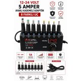 Genel Markalar Kademeli Çok Uçlu Ayarlanabilir 12 Volt - 24 Volt - 5 Amper DC Adaptör
