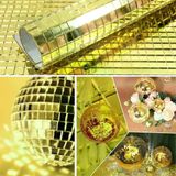 Genel Markalar Kare Gold Cam Mozaik Fayans Çıkartmaları El İşi Kare Cam Fayans Kendinden Yapışkanlı Aynalı Dekor Panel 30x30 Cm (4745)
