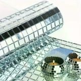 Genel Markalar Kare Silver Cam Mozaik Fayans Çıkartmaları El İşi Kare Cam Fayans Kendinden Yapışkanlı Aynalı Dekor Panel 30x30 Cm (4745)