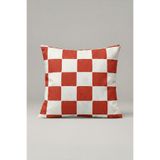 Genel Markalar Kırmızı Krem Dama Desenli Kırlent Kılıfı 139 – Red Bistro Checker Tasarım 45x45 cm