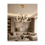 Genel Markalar Köşeli Kıvrım Gold LED Avize – 30 m² Aydınlatma – Modern Mutfak, Oturma Odası ve Çocuk Odası Avizesi – 2 Yıl Garantili
