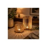 Genel Markalar Lazer Kesim 3 mm MDF 2’li Tealight Mumluk Seti, Dekoratif Gölge Efektli