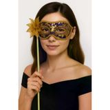 Genel Markalar Lüks Taşlı Saplı Maskeli Balo Maskesi Mor Renk 35 cm (4745)