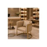 Genel Markalar Luxury Collection Gold Metal Tekli Berjer | Modern Suni Deri Bekleme Koltuğu