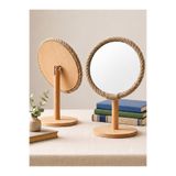 Genel Markalar Makyaj Aynası El aynası Masa Üstü Ayna Halat Detaylı Ayna Ahşap Detaylı Ayna Ayarlanabilir Açı 27×18 cm