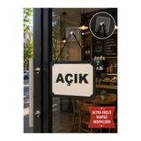 Genel Markalar MDF Kapı Tabelas Açık Kapalı Çift Yönlü Mağaza Dükkan Ofis Açık Kapalı Yazısı (15x20 cm)