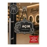 Genel Markalar MDF Kapı Tabelası KUAFÖR Açık Kapalı Çift Yönlü Mağaza Dükkan Ofis Açık Kapalı Yazısı (15x20 cm)