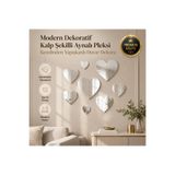 Genel Markalar MODERN DEKORATİF KALP DESENLİ PLEKSİ AYNA KENDİNDEN YAPIŞKANLI DUVAR DEKORU (GOLD)