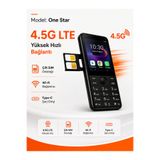 Genel Markalar One Star 4.5G LTE Android Tuşlu Cep Telefonu Çift SIM Wi-Fi Destekli Type-C Şarj Girişli Siyah
