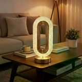 Genel Markalar Oval Şeklinde Kristal LED Masa Lambası – Dokunmatik, 3 Renk Işık Modlu, Şarjlı Dekoratif Gece Lambası (4745)