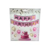 Genel Markalar Particimden Pembe Gold Yaldızlı Happy Birthday Flama Banner - Doğum Günü Partisi Süsleme Seti Altın Varak Yazısı Afiş