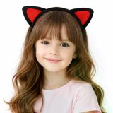 Genel Markalar Peluş Kedi Kulak Taç Kırmızı Siyah – Çocuk Parti & Kostüm Tacı (4745)