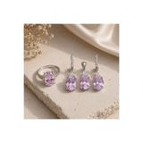 Genel Markalar Pembe gümüş set , Kuvars 925 ayarlı gümüş set