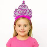 Genel Markalar Pembe Happy Birthday Prenses Tacı – Doğum Günü Taç Aksesuarı (4745)