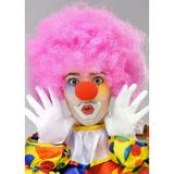 Genel Markalar Pembe Renk Kıvırcık Afro Bonus Peruk Takma Saç ve Kırmızı Burun Seti