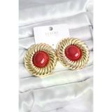 Genel Markalar Pirinç Gold Renk Bordo Boncuklu Vintage Kadın Küpe TJ-BKP11389