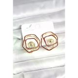 Genel Markalar Pirinç Gold Renk Bordo Mineli Geometrik Gül Model Kadın Küpe TJ-BKP11374