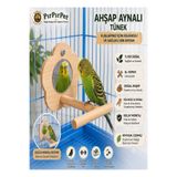 Genel Markalar PırPırPet Doğal Ahşap Aynalı Kuş Tüneği – Muhabbet Kuşu ve Papağan İçin El Yapımı Eğlenceli Kafes Oyuncağı