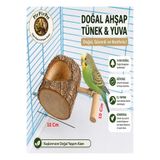 Genel Markalar PırPırPet Doğal Ahşap Kütük Kuş Yemliği ve Tüneği – Muhabbet Kuşu, Papağan İçin El Yapımı Doğal Kafes Aksesuarı (10 cm)