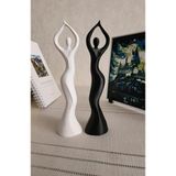 Genel Markalar Plastik Dans Eden Kadın Heykel, Beyaz, İskandinav Tarzı Dekoratif Biblo Figür, 15 x 15 cm