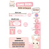 Genel Markalar Pofy Studio 62 Adet İsme Özel Tavşan Temalı Suya Dayanıklı Okul Etiketi Defter etiketi, Kalem etiketi