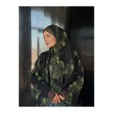 Genel Markalar Sahra Lâl Şal + Şifon Desenli Abaya Takım | Tesettür Kadın Abaya Model