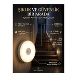 Genel Markalar Şarjlı Hareket Sensörlü Yuvarlak LED Gece Lambası - Manyetik & Çift Taraflı Bantlı Dolap İçi, Merdiven ve Koridor Aydınlatması (4000K Doğal Işık, 8.3 cm)