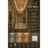 Genel Markalar Simli İmza Model Kristal Taşlı Gold Led Avize - 3 Renk Aydınlatma (KUMANDASIZ)