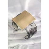 Genel Markalar Siyah Mermer Desen Akrilik Plastik Gold Kare Plaka Model Vintage Kadın Bilezik TJ-BB6681