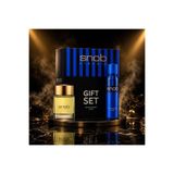 Genel Markalar Snob Classic Erkek Parfüm & Deodorant Hediye Seti (Siyah/Metalik Mavi) - Açık sarı-yeşil (amber tonlu parfüm) ve altın renk kapak