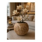 Genel Markalar SOLİS HOME Artizan Eskitme Fiberglas Küre Saksı Vazo - Ay Yüzeyi Dokulu Özel Tasarım