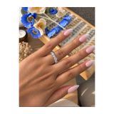 Genel Markalar Taşlı Çelik Yüzük Kadın Takı Kararmaz Ayarlanabilir Gümüş Renk Sıralı Taşlı Şık Yüzük 💍✨