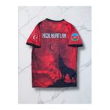 Genel Markalar Tractor Azerbaycan Türkiye Bayraklı Kızılkurtlar TaraftarMilli Takım Göktürkçe Yazılı Forma T-shirt