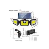 Genel Markalar Üçlü Solar Led Projektör – Beyaz Işık – Sensörlü Dış Mekân Aydınlatma (4745)