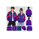 Genel Markalar Unisex 80’ler Retro Vintage Renkli Oversize Bomber Ceket – Fermuarlı Rüzgarlık