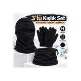 Genel Markalar Unisex Kışlık 3’lü Set Polar Bere, Eldiven ve Kar Maskesi Balaklava