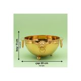 Genel Markalar VAZO DEKOR Gold Kaplama Metal Vazo Aslan Figürlü Dekoratif Kase Meyvelik Saksı 20x11 cm