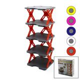 Genel Markalar YENİ NESİL AKORDİYON - KATLANIR - 5 KATLI PLASTİK AYAKKABILIK GRİ TABAN-27X27CM - RENKLİ AYAKLAR (4745)